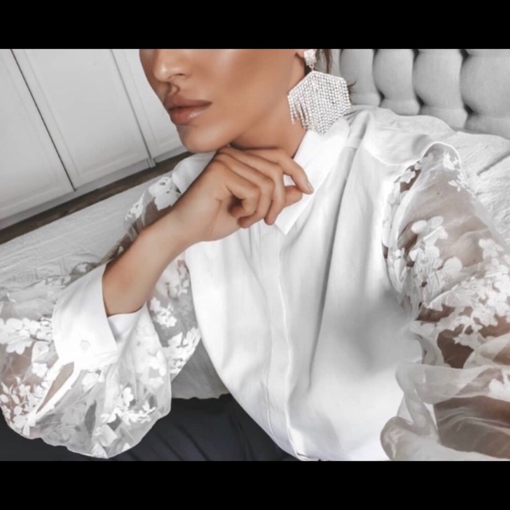 Zara Organza Sleeve Shirt XS